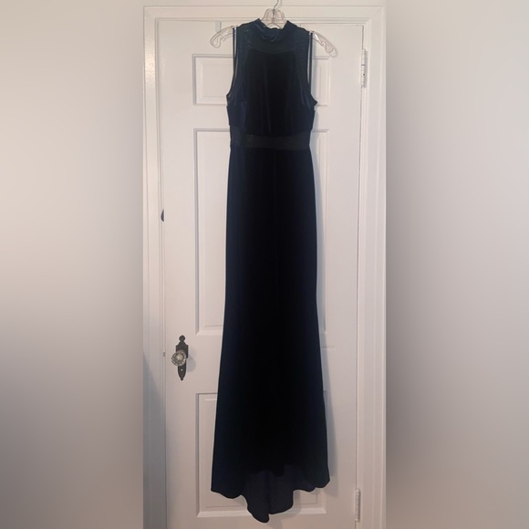 Betsy & Adam Midnight Navy Velvet Gown 10 - Picture 5 of 10